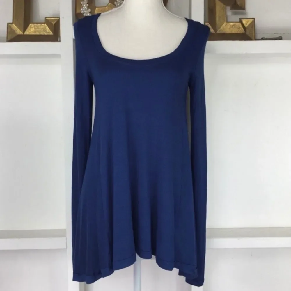 Free People Navy Swing Tunic Tee Ribbed Jersey XS